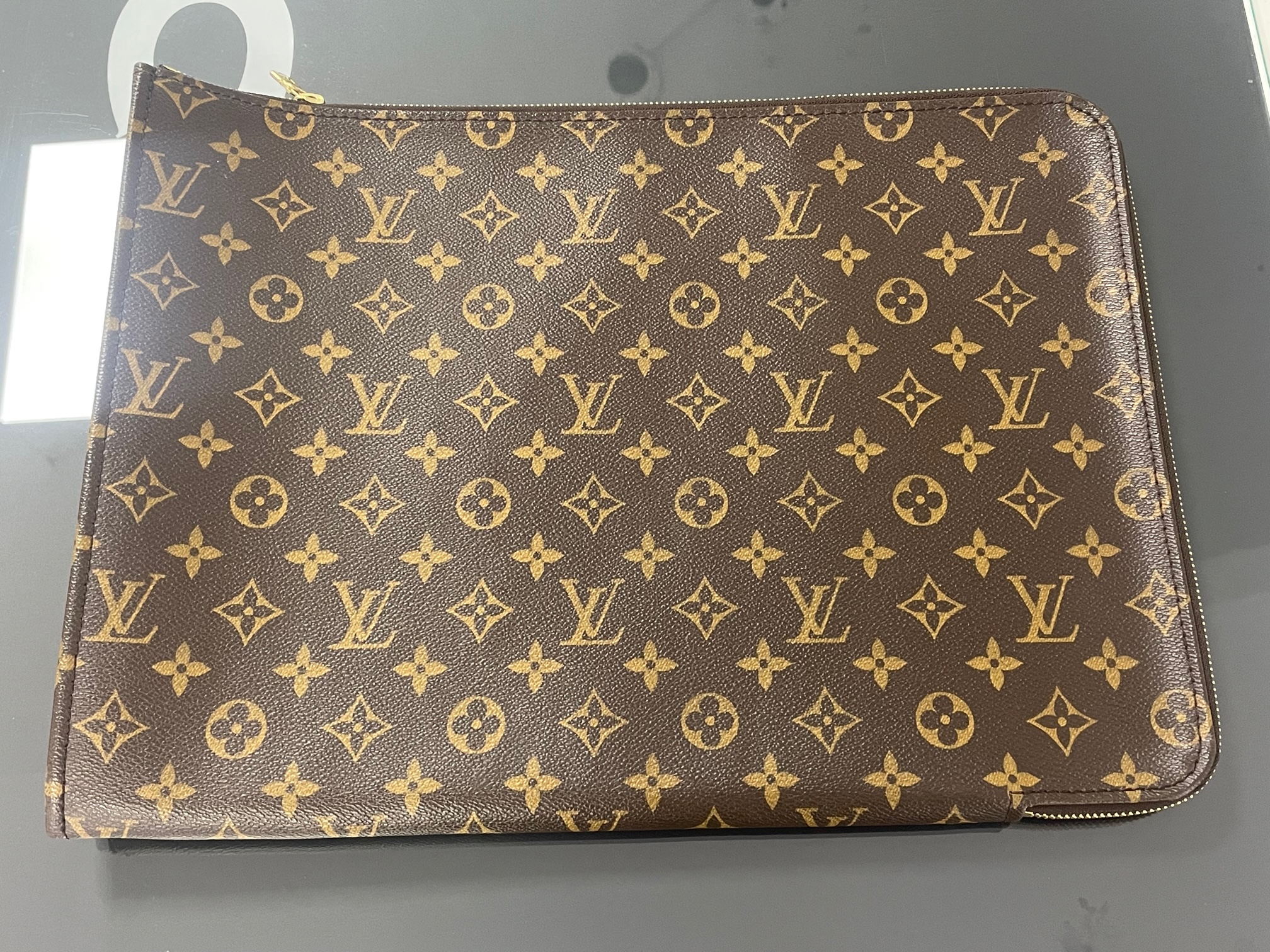 Louis Vuitton Monogram Pochette Documents Zip Pouch 680lvs621