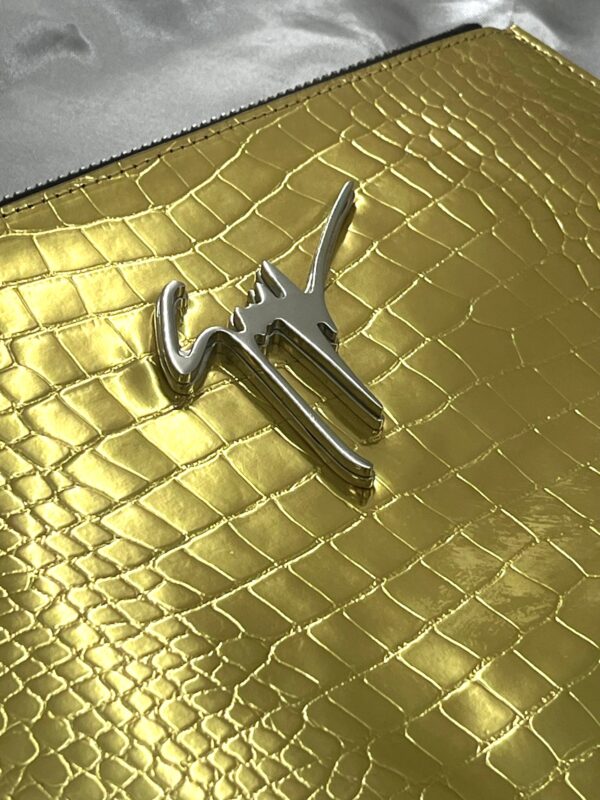 GIUSEPPE ZANOTTI GOLD CROCO PRINT LEATHER POUCH - Slika 5