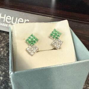 ZLATNE NAUŠNICE 18K 7,32G BRILJ/SMARAGD