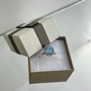 ZLATNI PRSTEN BRILJANTI AQUAMARINE