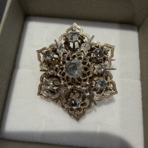 ZLATNI BROŠ 14K 10,90G STARI BRUS CCA 1.9CT
