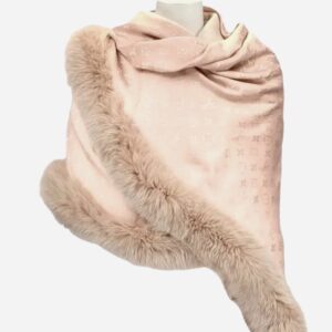 Louis Vuitton Monogram V Fur Silk and Wool Shawl